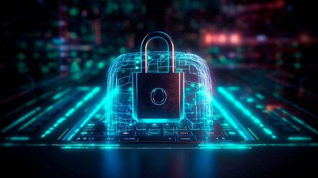 Protezione dei dati e sicurezza informatica con background informatico IA generativa