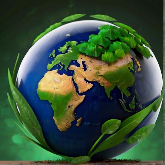 Protezione dell'ambiente e concetto di CSR con globetree con globo su sfondo verde