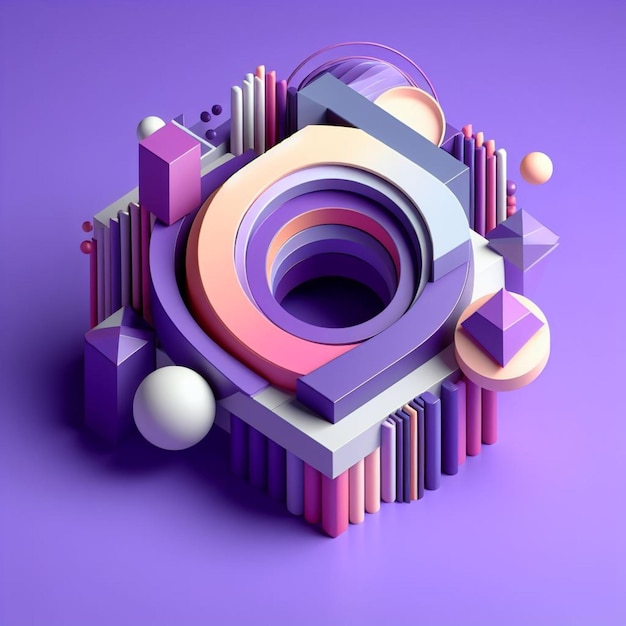 Psd 3d viola forma geometrica materiale colorato design rendering 3d