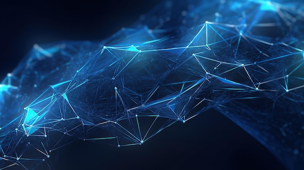 PSD astratto plexus blu forme geometriche connessione e concetto web comunicazione digitale e tecnologia AI generativa