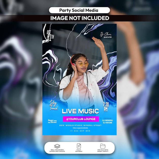 PSD LIVE MUSIC PARTY TEMPLATE (Template di festa di musica dal vivo)
