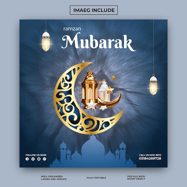 PSD ramadan kareem festa tradizionale islamica banner dei social media religiosi