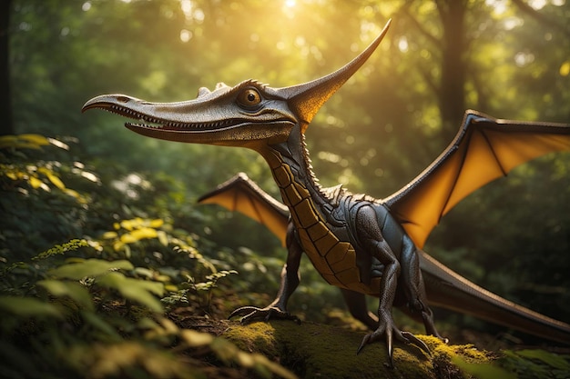 Pterosauro nella foresta realistico ai generativo