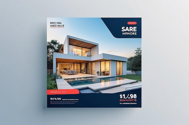 Pubblica un annuncio sui social media per l'offerta di vendita della posizione di vendita delle caratteristiche della casa di forma