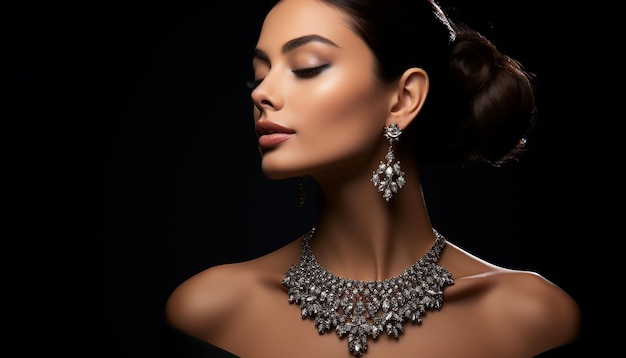 Pubblicità di marca di gioielli di lusso con tiro modello donna