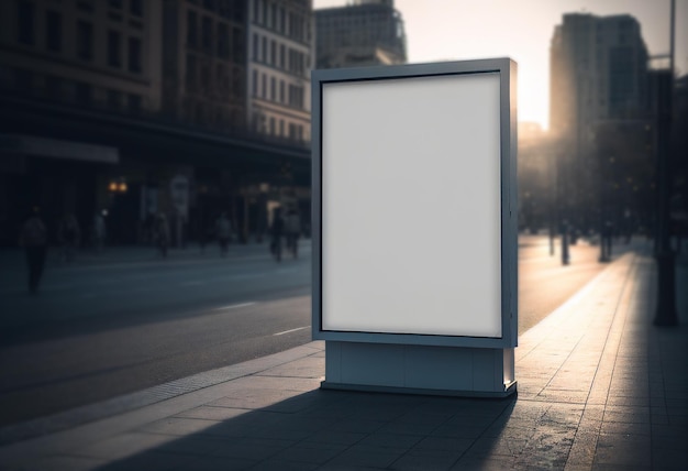 Pubblicità lightbox vuote e viste sfocate delle strade urbanexAxA