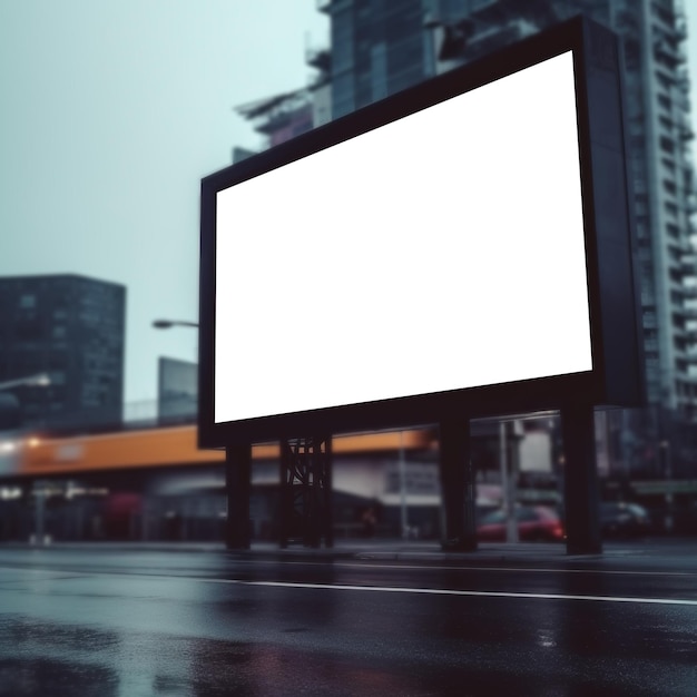 Pubblicità lightbox vuote e viste sfocate delle strade urbanexAxA