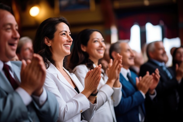 Pubblico in abiti formali che applaude in teatro