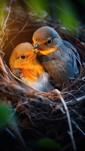 Puccelli di rossignolo nel nido