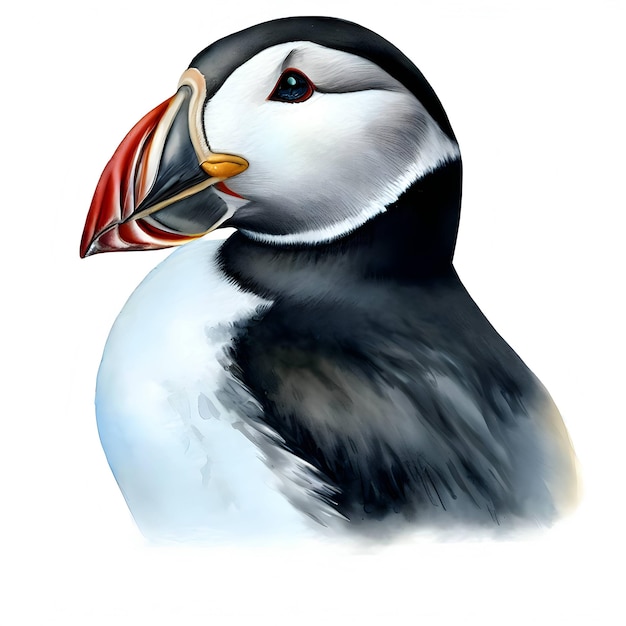 Puffin stile acquerello isolato su sfondo bianco