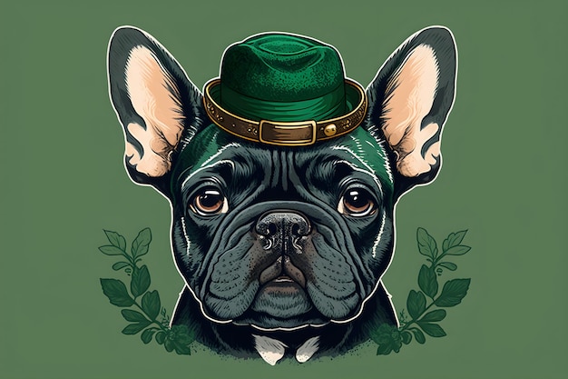 Pug cane nei colori verdi e cappello di San Patrizio indossato