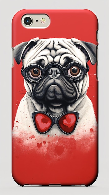 Pug con gli occhiali a cuore