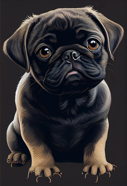 Pug Cute Puppy Dog Stampa grafica vettoriale di alta qualità Stampa artistica