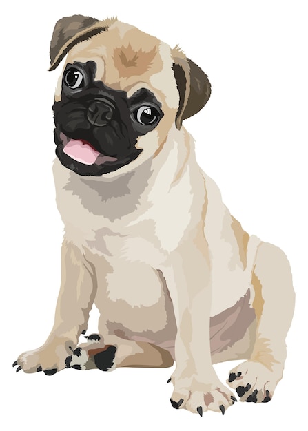 Pug puppy png adesivo di illustrazione di animali carini sfondo trasparente