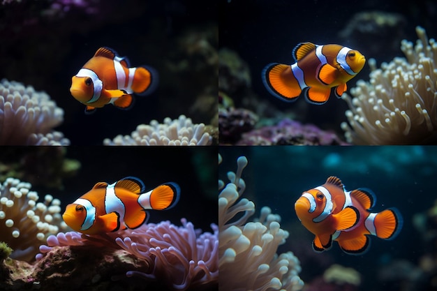 Pugno di pesce pagliaccio in acquario