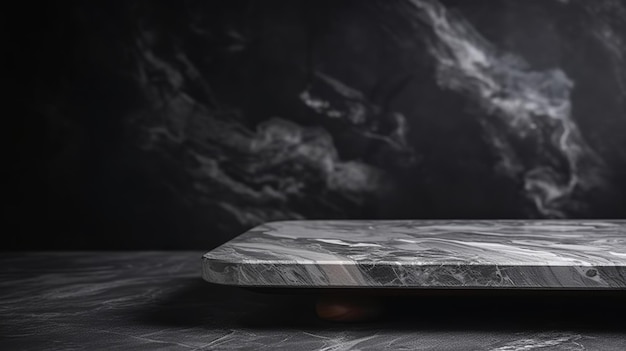 Pulisci il piano del tavolo in marmo grigio con la polverizzazione del miserabile edificio in pietra di cemento Risorsa creativa generata dall'intelligenza artificiale