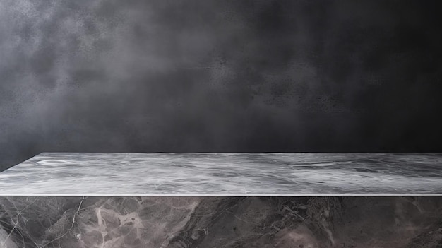 Pulisci il piano del tavolo in marmo grigio con una base in pietra di cemento dim dim Risorsa creativa AI generata