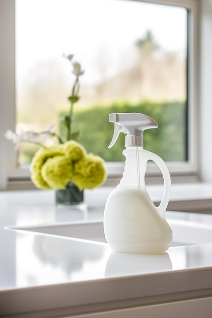 Pulizia domestica pulizia domestica e pulizia domestica sapone liquido prodotto di pulizia bottiglia detergente spray e detergente nella casa di campagna inglese casa pulita