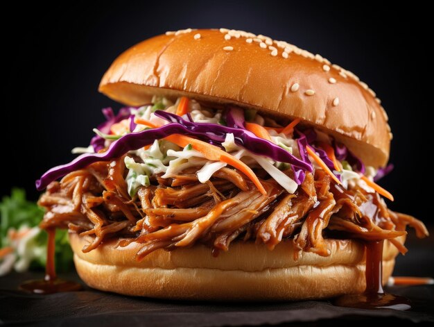 Pulled Pork su sfondo scuro IA generativa