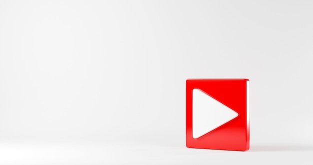 Pulsante di riproduzione rosso icona video social media segno giocatore simbolo logo 3D rendering illustrazione