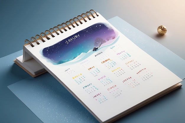 Pulsare l'illustrazione digitale del calendario da dicembre a gennaio