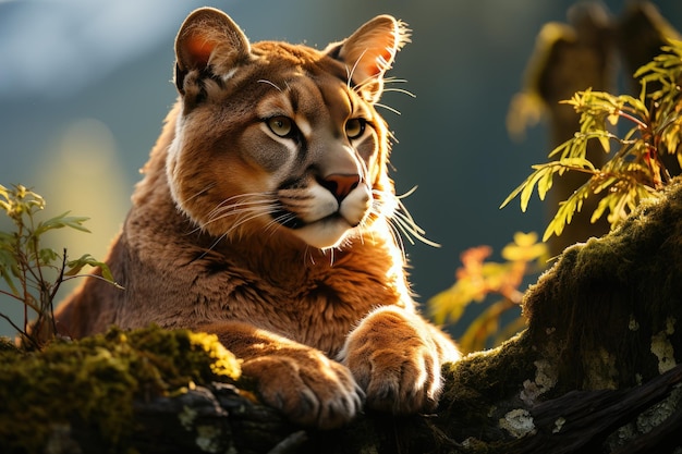 Puma Majestic riposa nella giungla al crepuscolo IA generativa
