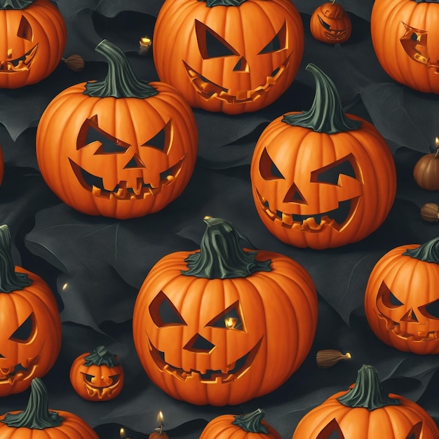 Pumpkin di Halloween Facce scolpite su zucche arancioni