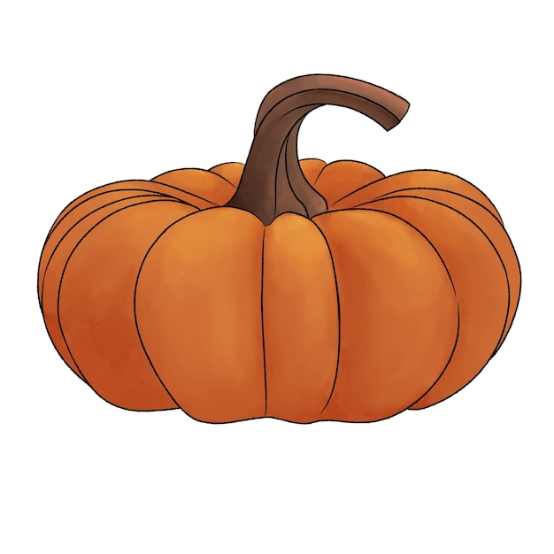 Pumpkin giallo o Cucurbita pepo acquerello illustrazione cartone animato di frutta e verdura autunno