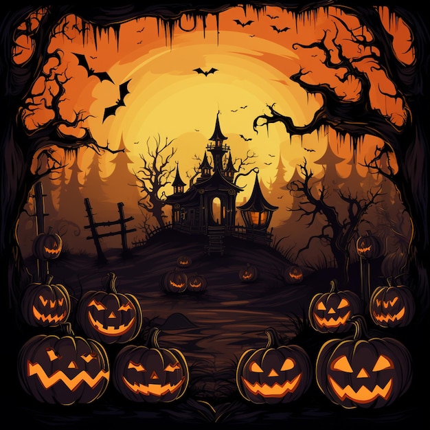 Pumpkin Halloween sfondo design a tonalità arancione per Halloween 31 ottobre