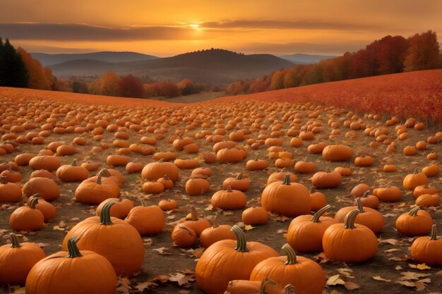 Pumpkin Patch Campo Paesaggio Sfondamento Pumpkin Sfondamento Campo Pumpkin Paesaggio AI Generativo