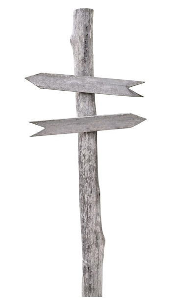 Puntatori a freccia in legno Due puntatori in direzioni opposte dal vecchio tracciato di ritaglio del legno