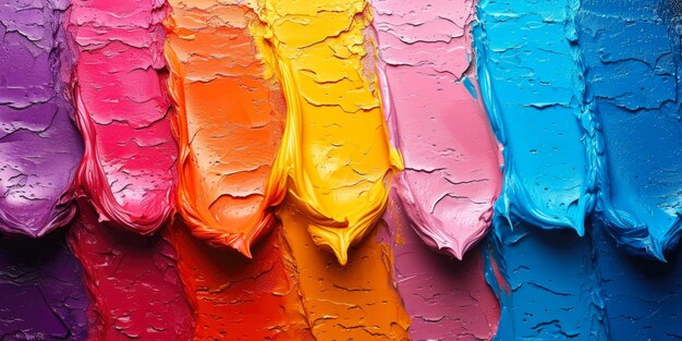 Punti di vernice colorata arcobaleno panoramico