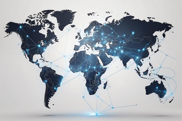 Punto della mappa del mondo della connessione alla rete globale