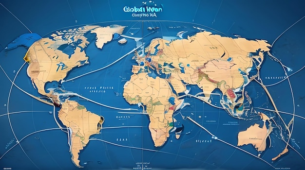 Punto della mappa del mondo della connessione alla rete globale