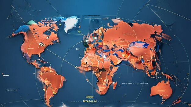 Punto della mappa del mondo della connessione alla rete globale