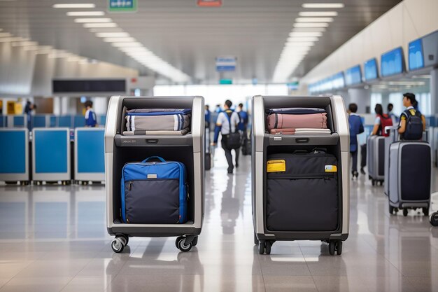 Punto di controllo di sicurezza dell'aeroporto con scansione dei bagagli
