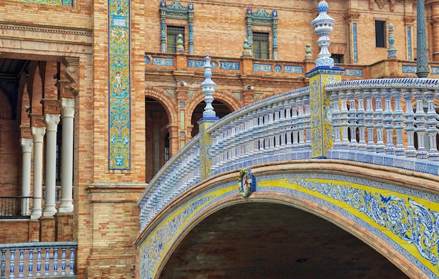 Punto di riferimento della Spagna Plaza De Espana Siviglia Dettagli architettonici e ornamenti