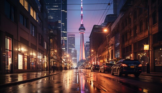 Punto di riferimento iconico di Toronto, Candy Cane Tower, nello splendore delle vacanze