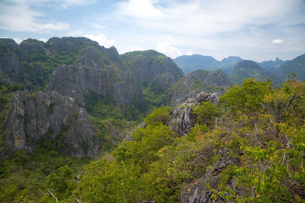 Punto di vista del paesaggio al parco nazionale di Khao Daeng Sam Roi Yod nella provincia di Prachuapkhirikhan Thailandia