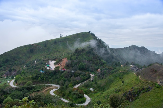 Punto di vista di Doi Pha Tang, Chiang Rai, Tailandia.