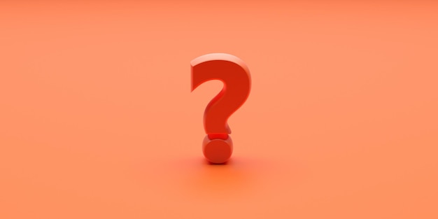 Punto interrogativo su sfondo di colore arancione 3d'illustrazione
