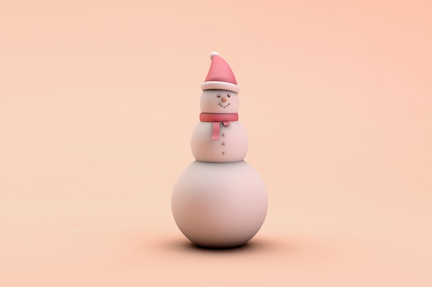Pupazzo di neve con sciarpa e cappello nei colori rosa