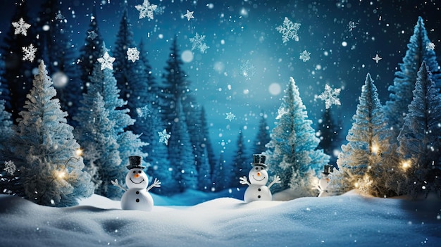 Pupazzo Di Neve Sfondo Blu Di Natale
