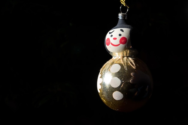 Pupazzo di neve sorridente della decorazione di vetro dell'albero di Natale divertente retrò vintage vecchio