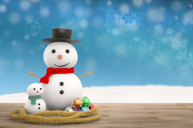 Pupazzo di neve sorridente di rendering 3D