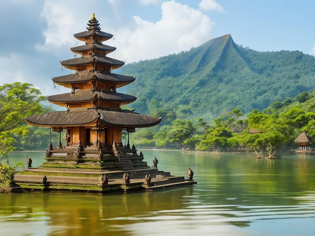 Pura Ulun Danu Bratan tempio indù principale tempio dell'acqua Shaivite a Bali Indonesia