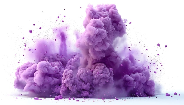 Purple Explosion Smoke Dynamic Image Design con effetto centrato su sfondo bianco