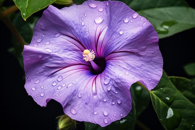 Purple Morning Glory Bloom Un'eccellente ripresa da vicino in un sorprendente rapporto di aspetto di 32