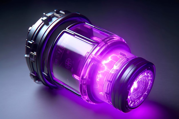 Purple Sci Fi Energy Flask con Pure Background AI Generative