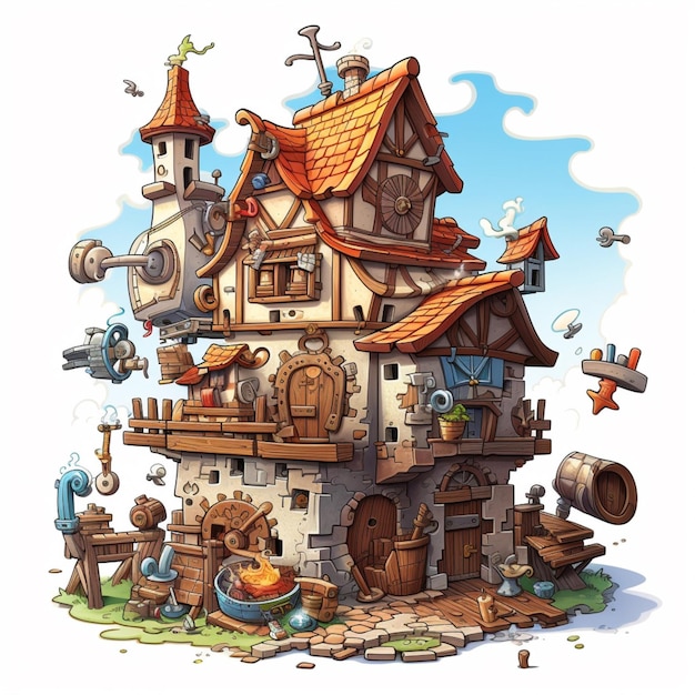 Puzzle assemblaggio illustrazione di cartoni animati 2d su sfondo bianco